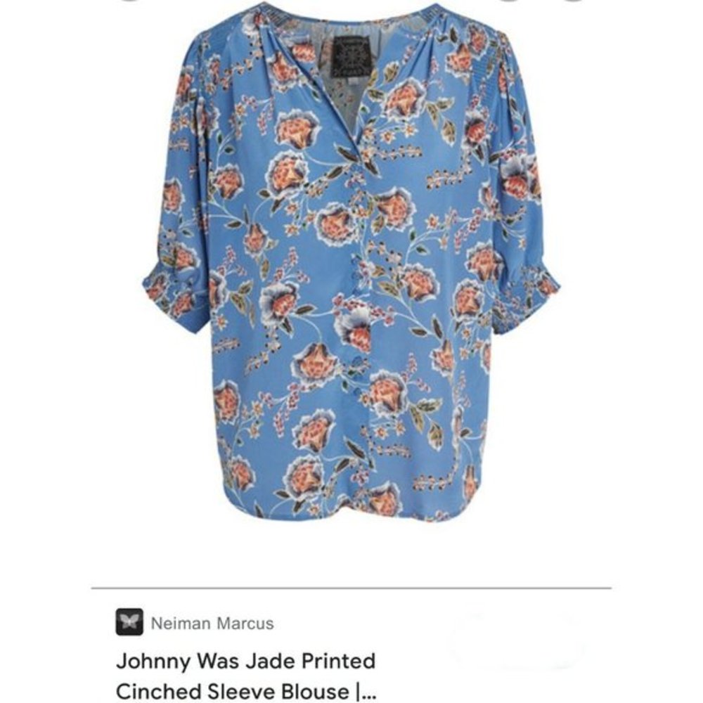 Johnny Was Jade Silk Blouse